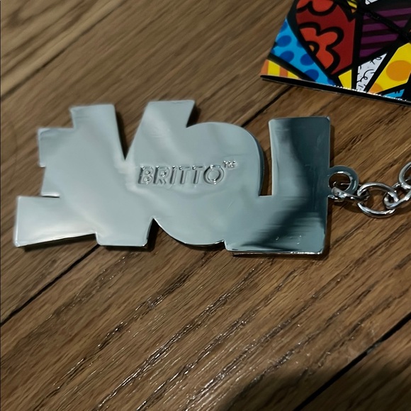 NWT Britto Multicolor LOVE Keychain, silver - Picture 2 of 3